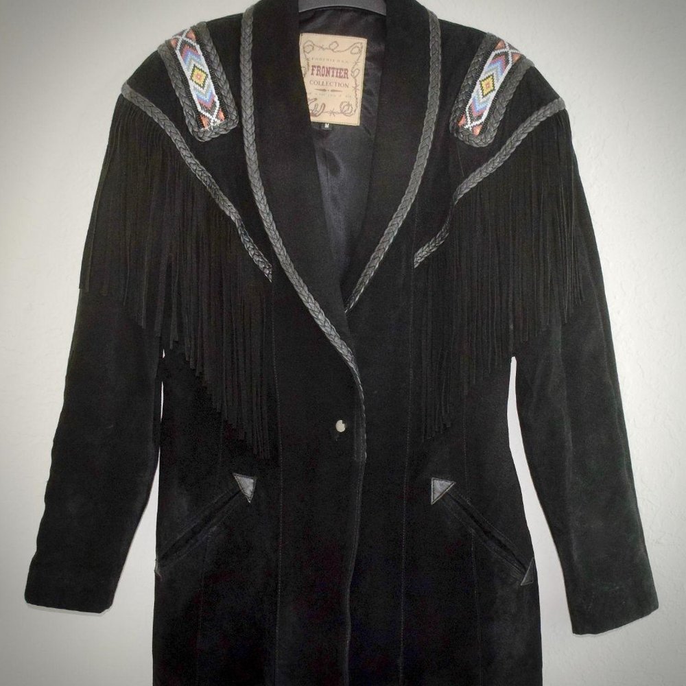 Phoenix Frontier Collection Vtg Black Suede Fringe - Picture 2 of 10